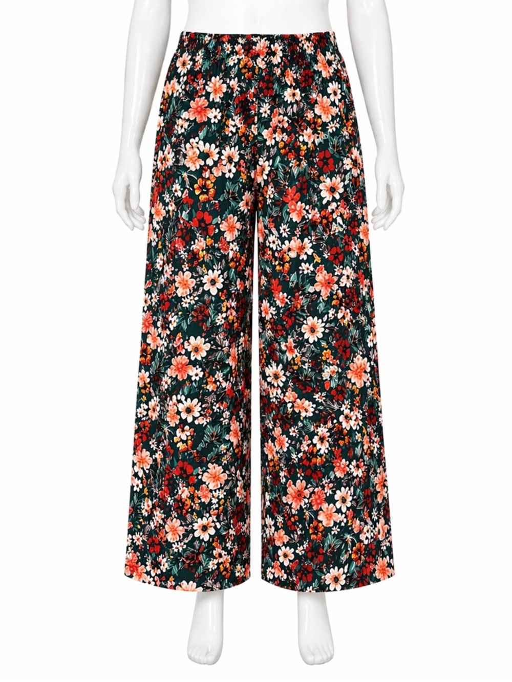 Floral Wide Leg Palazzo Women Boho Elastic Waist Summer Pants Casual Flow Pants